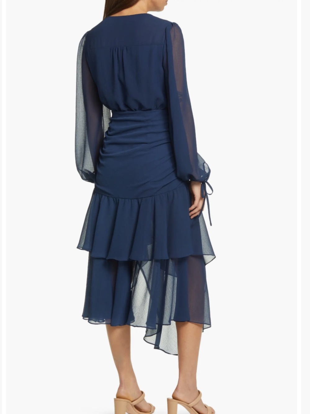 Ted Baker Navy ruched Georgette Midi Dress Kiali midi occasion size 0 - Picture 4 of 6